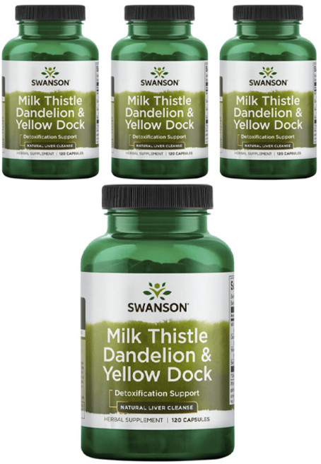 스완슨 밀크 씨슬 단델리온 & 옐로 독 캡슐, 120정, 4개