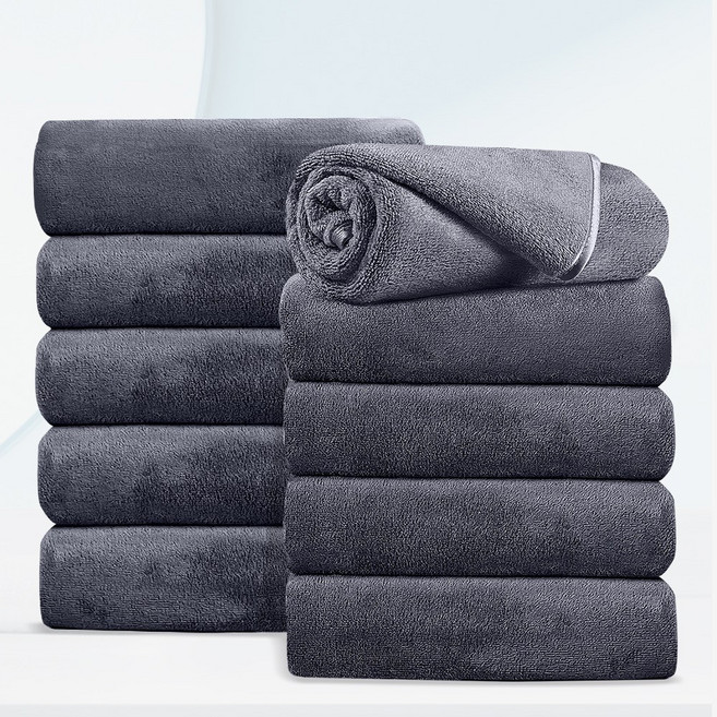 FASEN 수건 이탈리아 5성급 호텔수건 200수 코마사 타올 먼지없는수건, 다크그레이, 10개