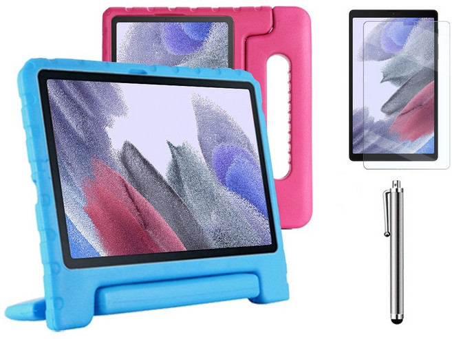 갤럭시탭A7 라이트 Lite 8.7 호환 에바폼 커버 케이스+액정필름+터치펜 SM-T220 T220N T225 T225N 케이스나라, 블루, 1개