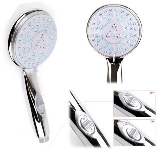 간편한 강력 절수형 버튼있는 샤워기 헤드 샤워헤드, 1개