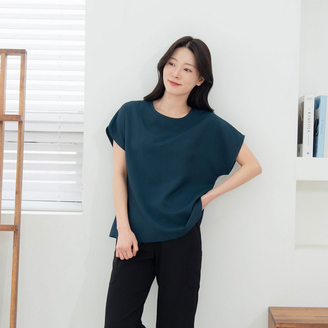 국내산 여성 여름 와플 풍기포 인견 반팔 블라우스 빅사이즈 엄마옷 쿨 냉감