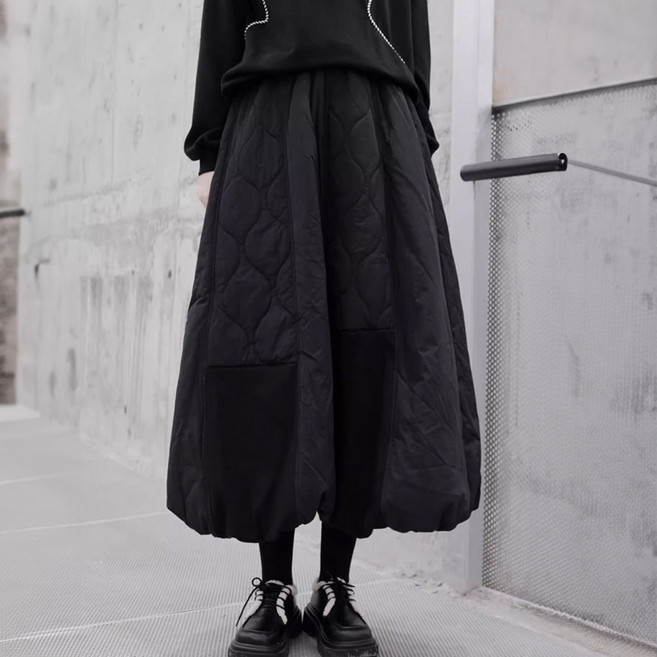 퀸앤조이 여성 겨울 아방핏 벌룬핏 항아리 패딩 롱스커트 빅사이즈 데일리 캐주얼 루비에