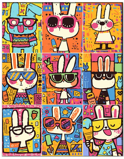 호인트 diy 명화그리기 유화 피포페인팅 컬러링키트 대형 40x50cm, 1개, 018어반래빗