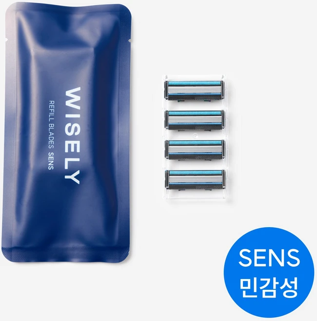와이즐리 SENS 5중 면도날 리필 4P, 4개입, 1개 - 쿠팡