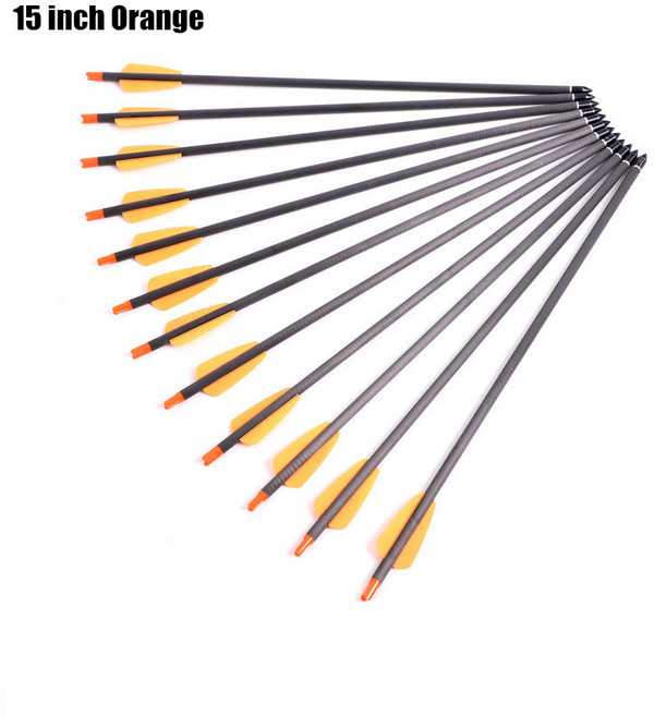 양궁 양궁 탄소 화살 석궁 볼트 반달 노크 탈착식 포인트 야외 사격 사격 7.5 20 22 인치, 14 15inch Orange, 1개