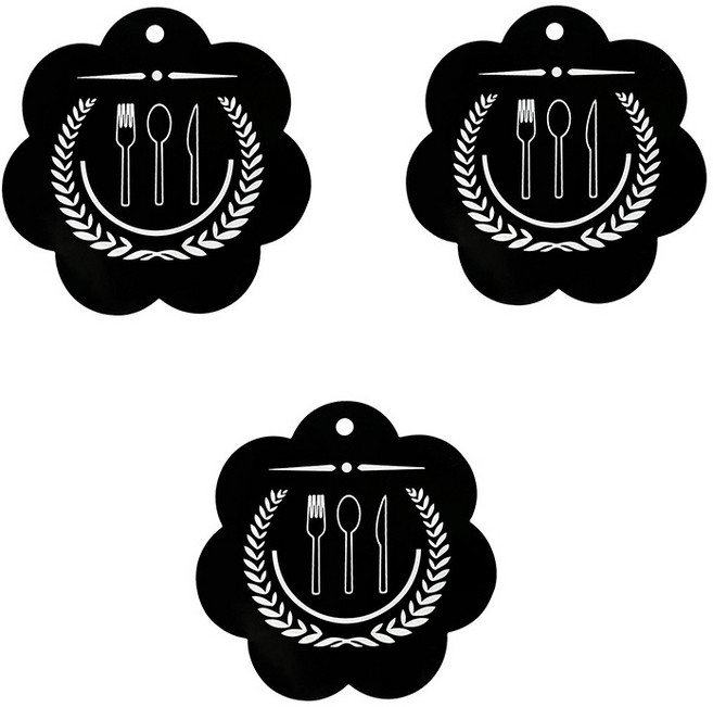 NY STYLE 꽃잎형 실리콘 인덕션 보호 매트 시크래치 방지, 3개, 블랙