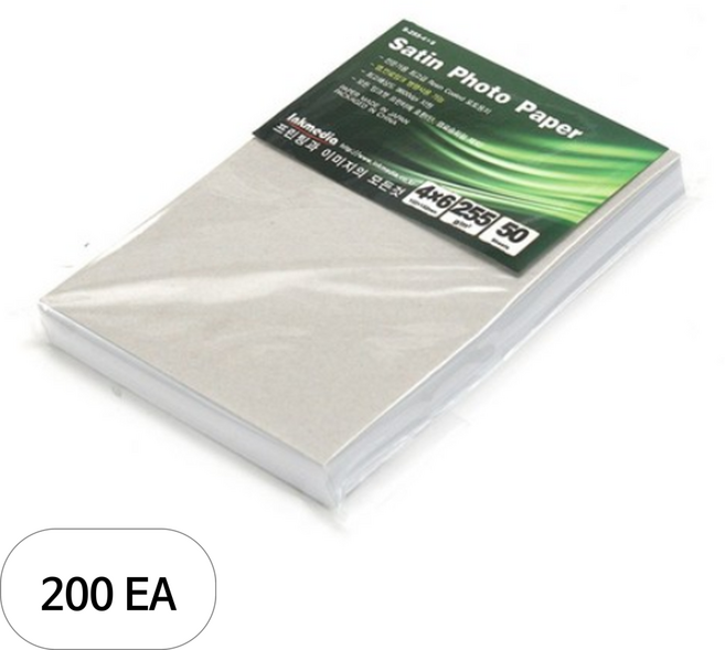잉크미디어 저광택 새틴 포토용지 255g, 200개, 4X6