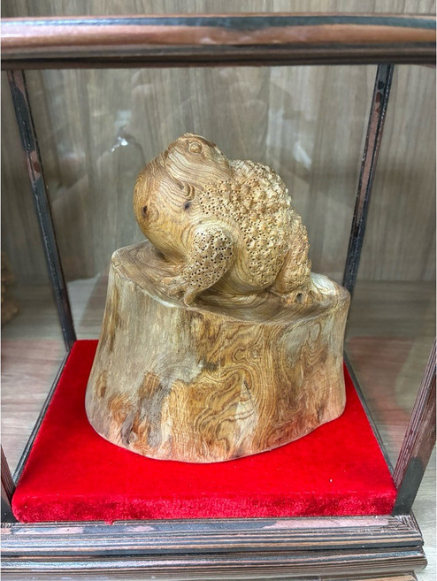 泓潤 台灣檜木 蟾蜍雕件 原木未上漆 檸檬香, 25*18*29