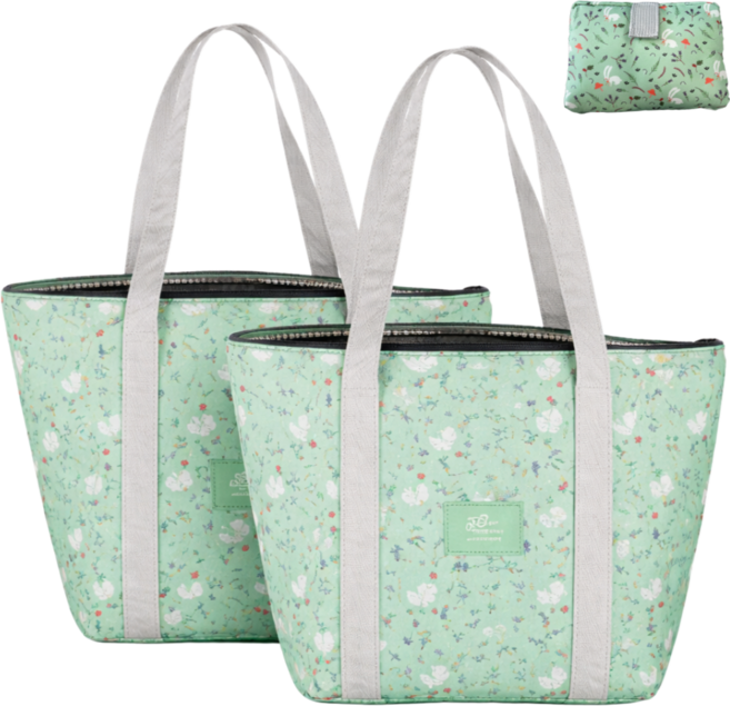 접이식 예쁜 보온 보냉가방 쿨링백, 페일민트, 2개