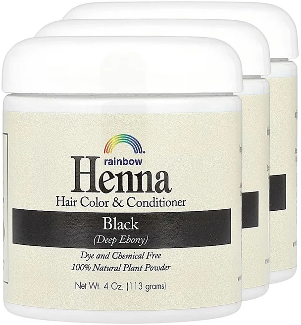 레인보우 리서치 헤나 천연 헤어 염색 컬러 앤 컨디셔너 블랙 113g 3개 - 쿠팡