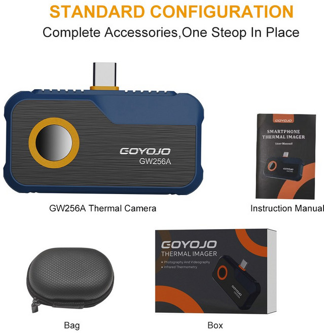 GW256A 열화상 카메라 256192 픽셀 안드로이드 타입 C 휴대전화 -15 ° C550 ° 전기 수리용 C 적외선 열화상 카메라, 1개