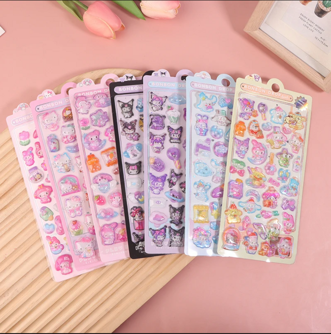 OLIM 산리오 3D 입체 스티커 7종 세트 | 랜덤아님 / 다꾸 폰꾸 꾸미기 / 반짝 코팅 /, 7개