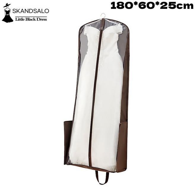 SKANDSALO 손으로드는 접이식 웨딩드레스 먼지커버 크고긴 웨딩드레스라인 투명한 예복 커버방수 겸용 수납가방 케이스옷 봄 가을 여성, FREE, 1개, 1개입
