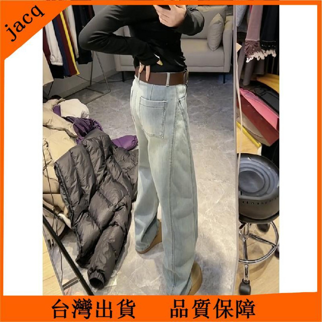 jacqS 實拍牛仔褲 女款 秋冬大尺碼 顯瘦 高腰 刷毛 加厚 長褲 時尚 寬鬆 直筒褲