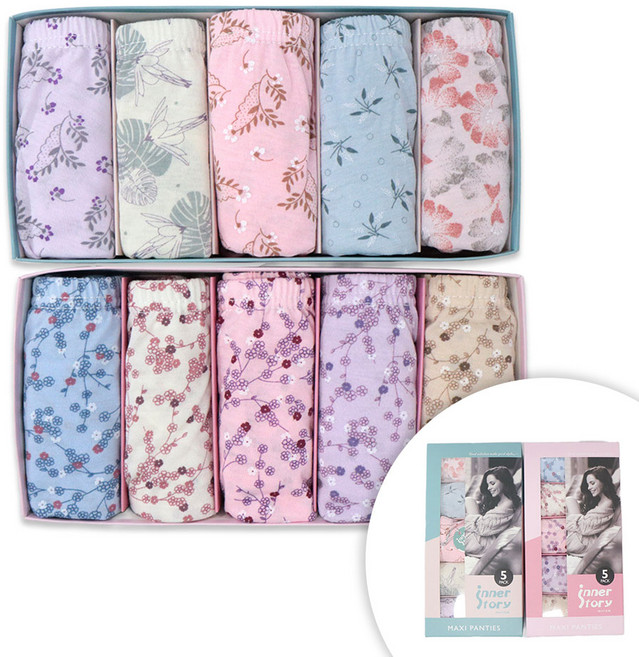 이너스타 여성 편한 플라워 면 나염 맥시 팬티 10P