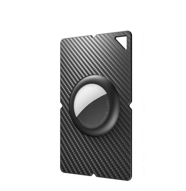 애플 에어태그 카드형 보호 케이스 탄소섬유 무늬 초슬림 월렛 스타일 에어태그2 호환, 1개, 블랙