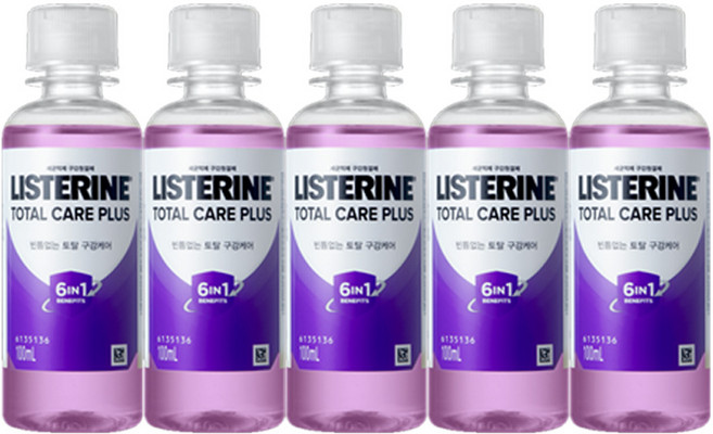 리스테린 토탈케어 플러스 구강청결제, 100ml, 5개