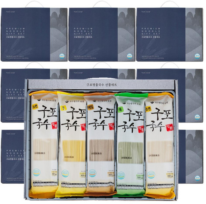 명품 구포국수 선물세트 소면 콩면 메밀면 쑥면 선물용 답례품 명절선물 트레이 포장 300g x 5개, 10세트