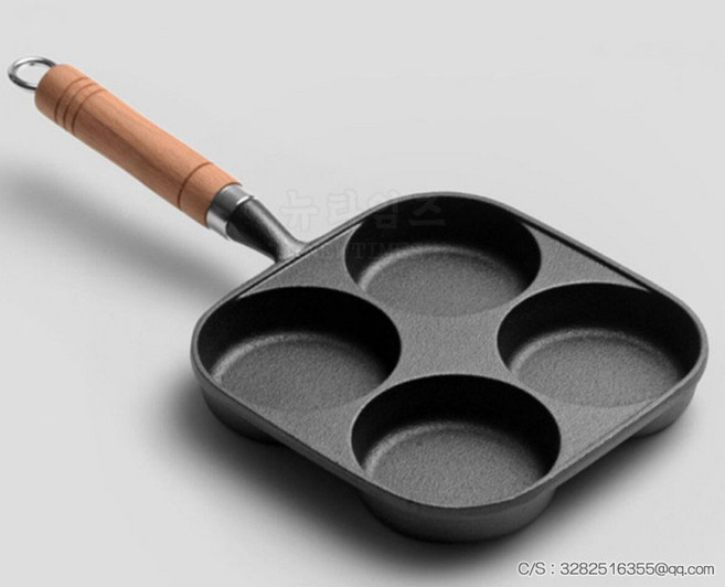 JINGHENG 무쇠 4구 에그팬 후라이팬 프라이팬 나눔팬_도매, 01B, 1개