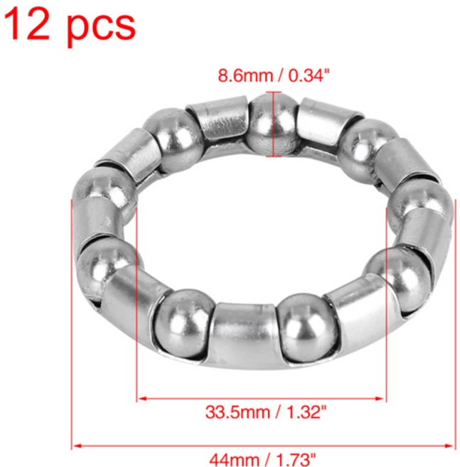 자전거 부품 X Autohaux-스틸 헤드셋 20 16 9 7 볼 액슬 휠 프레임 베어링 헤드셋 케이지 리테이너 교체 12 개, 44mm x 9 Balls, 1개