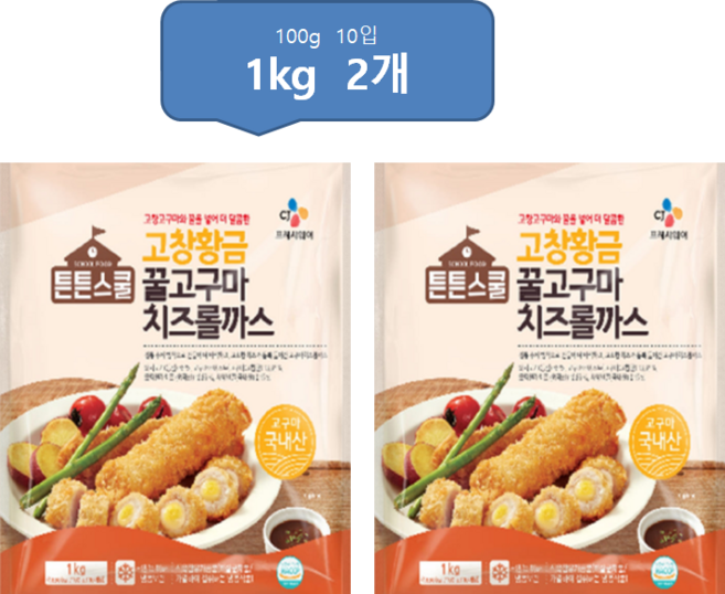 CJ 튼튼스쿨 고창황금 꿀고구마치즈롤까스, 2개, 1kg