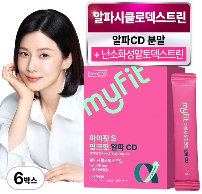 동국제약 마이핏 이보영 알파CD 분말 알파시클로덱스트린 핑크핏 알파시디 알파씨디, 42g, 6개 - 쿠팡