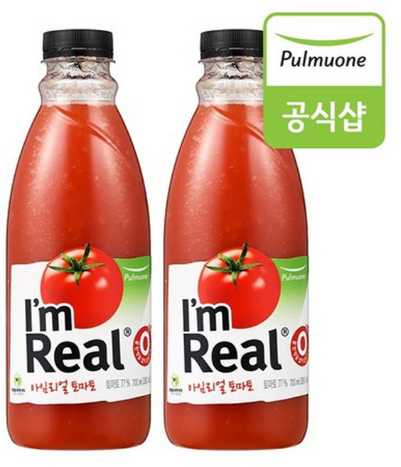 (풀무원)신선한 아임리얼 순수착즙 과일 프리미엄 냉장주스 토마토, 700ml, 2개