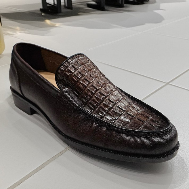 남성 프리미엄 리얼 악어 가죽 구두 로퍼 특별한 구두 나만의 중요한 모임 발볼 조절 가능 신중한 구매 부탁드립니다 국내제작 진짜 악어 가죽