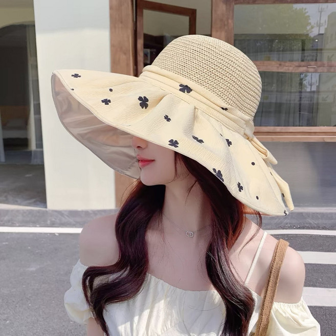 여성 여름 챙모자 화려한 패턴 와이드 브림 패션 햇 썬햇 비치햇 여행 필수템 YLP