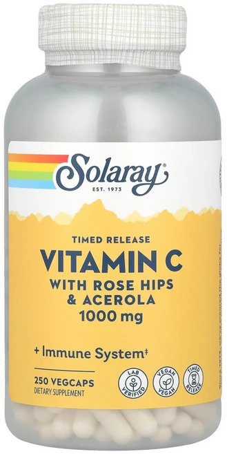 솔라레이 서방형 비타민C 로즈힙 및 아세로라 함유 1000mg 베지 캡슐 250정, 1개 - 쿠팡