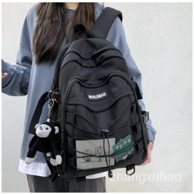 YLEMI 망사 포켓 학생 가방 고학년 소년 중학생 고등학생 대학생 가방 여학생 가방