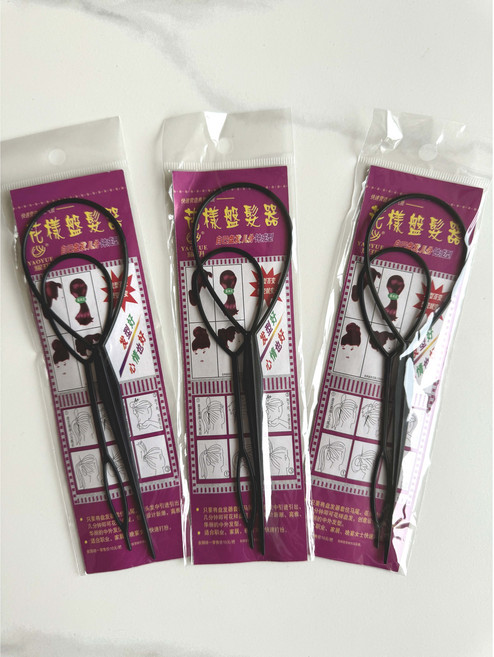 올림머리 만두머리 헤어 가이드스틱 플라워 헤어펌기 헤어 셋팅기, 1세트, 검정