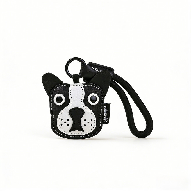댕댕이 가죽 키링 귀여운 열쇠고리 백팩 홀더, 블랙, 1개