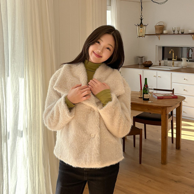 [빅사이즈 44-100][연말룩] 와이드 숄카라 오버핏 퍼 자켓 여성 빅사이즈 여자 플러스사이즈 어거스트플랜