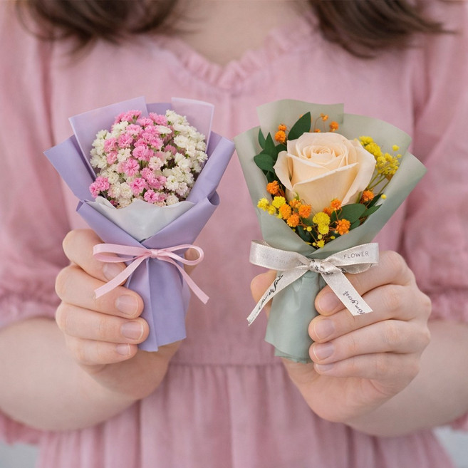 성묘 납골당 봉안당 추모 조화 미니 꽃다발 부착식 2개, 1개, B세트