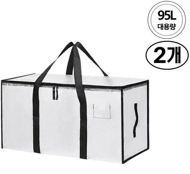 다목적 이사박스 이삿짐옷정리가방 특대형 방수, 2개, 화이트