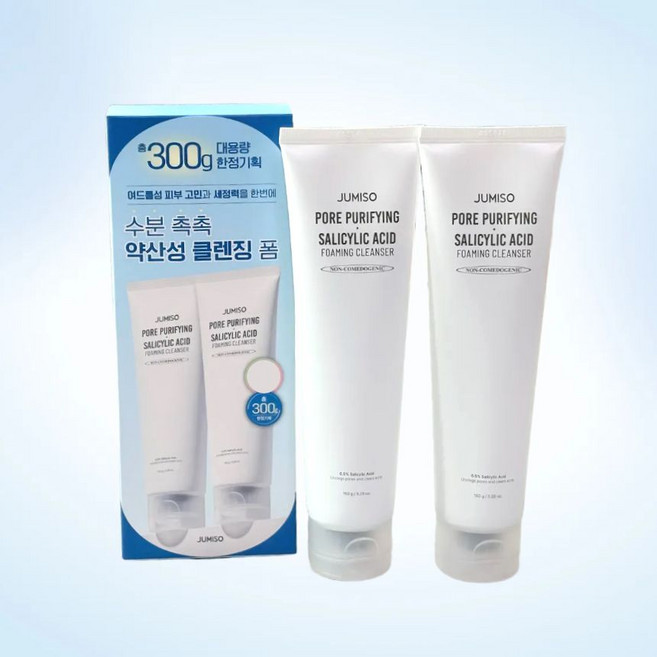 주미소 포어 퓨리파잉 살리실산 클렌징폼 포밍 클렌저 여드름 기능성 모공케어 약산성 수분촉촉 퓨어 폼클렌징 대용량 세트 150mlx2개 300ml, 1개, 300g