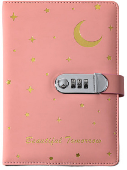 봄밤 문라이트 시크릿 잠금 비밀번호 다이어리, 핑크