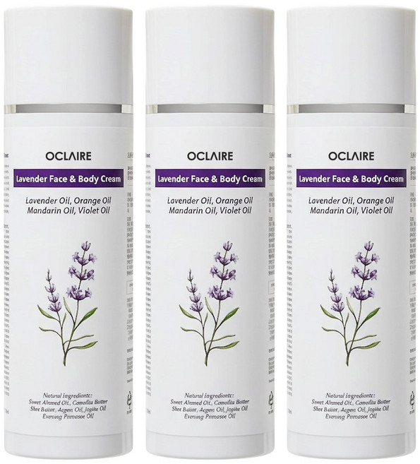 오끌레어 라벤더 페이스 앤 바디크림 피부 건조 가려움 케어, 145ml, 3개