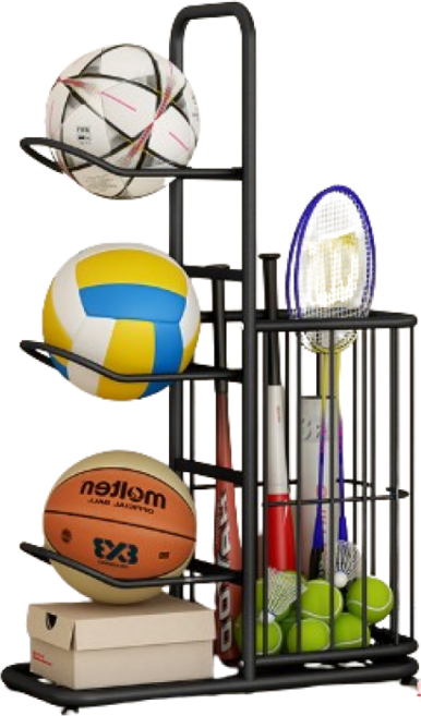 라켓 보관함 농구공 거치대 공거치대 축구공 정리대 배드민턴 정리함, 블랙, 1개