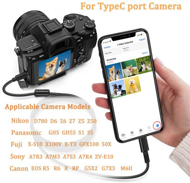 호환 TYPEC to OTG 케이블 소니 A7R3 A9 니콘 D780 D6 Z6 Z7 Z5 Z50 용 캐논 EOS 카메라 R5 R6 G5X2 G7, 01 1m
