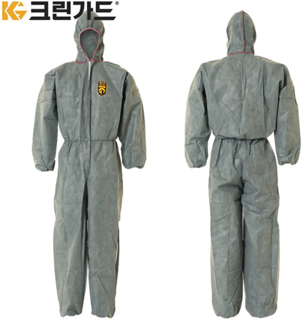 유한킴벌리 크린가드 A20 보호복/방진복/작업복/방역복, 회색 원피스 - 특대형(XL)  43025, 1개