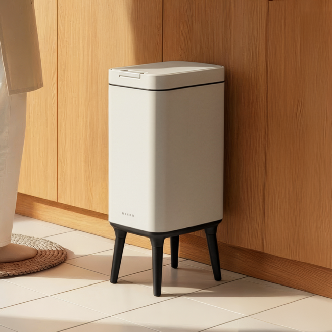 엘보 원터치 스탠드 휴지통 쓰레기통, 모던그레이