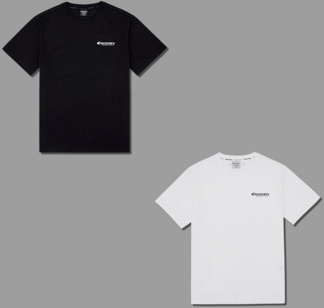 (매장정품) 디스커버리 남성 프레시벤트 스몰로고 반팔 티셔츠 기능성 시원함 냉감 소재 복원력 흡한속건