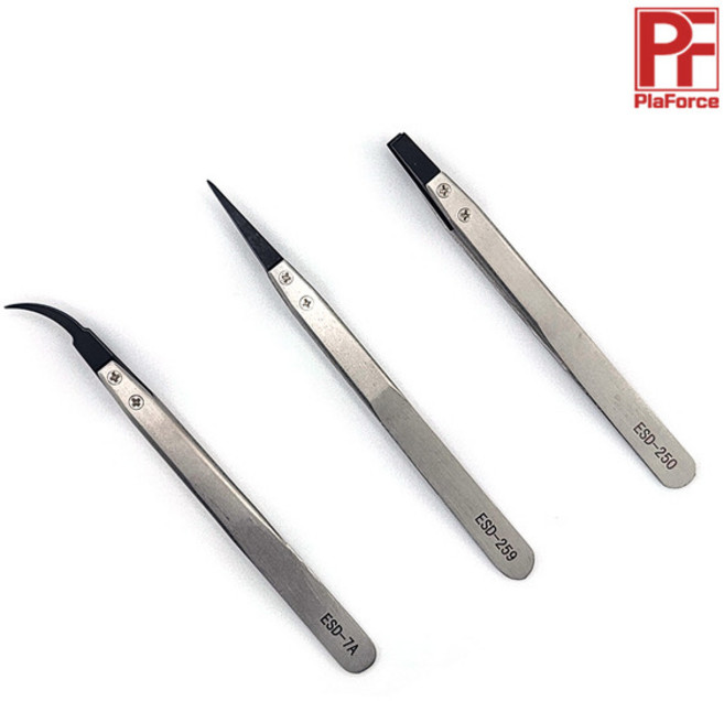 PF 정전기방지 핀셋 - 프라모델 모형 건담 건프라 데칼 스티커 필수 공구 부품, PF 정전기방지 직선핀셋