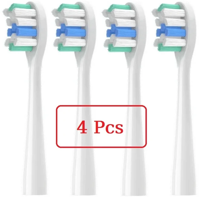 usmile 전동 칫솔 헤드 딥 클린 타입/부드러운 강모 타입용 교체용 브러시 4개, 01 4 Deep clean White