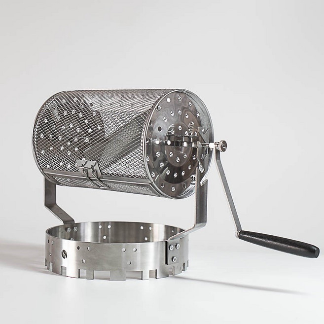 家居旗艦店 直火手搖家用咖啡烘豆機 小型花生瓜子不銹鋼烘焙機, 1個, 可調高度新版支架手搖版