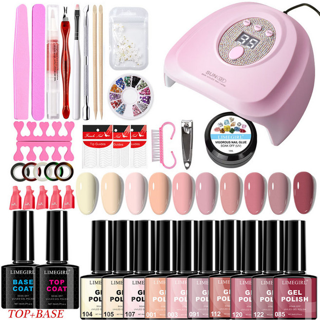 홈살롱 완성 젤 네일 세트 네일재료 패키지 꽃잎 파츠 포함 초보자부터 전문가까지, 1개, Pink