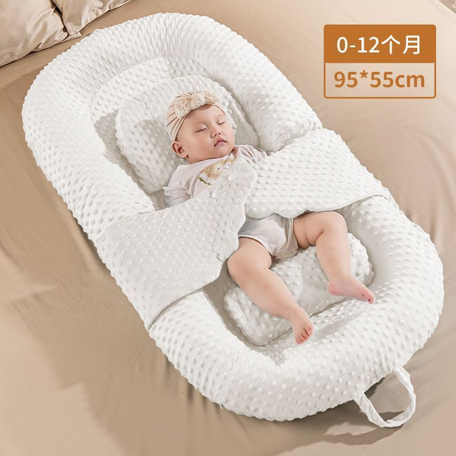 嬰兒仿生安撫床 可折疊 防吐奶 0-1歲適用, 1個, 雅典娜白【A類-母嬰標準】, 雅典娜白