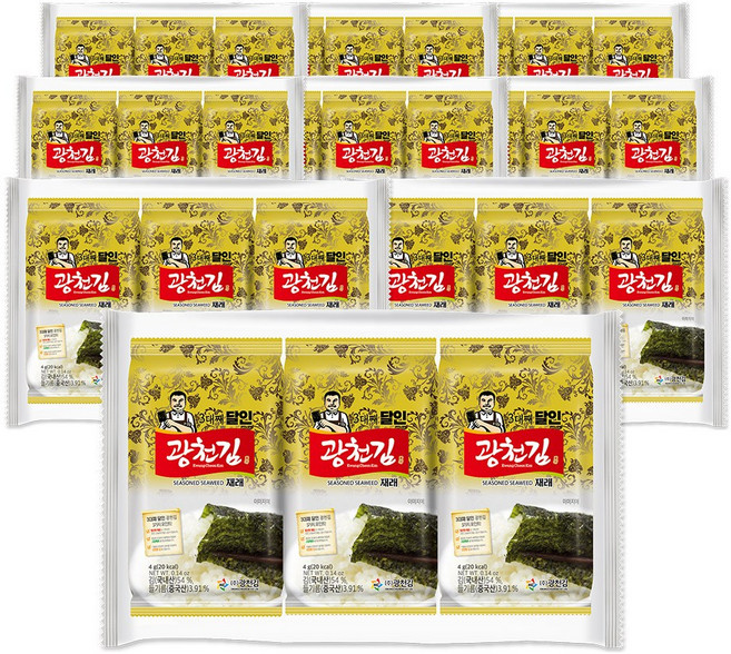 광천김 3대째 달인 재래 도시락김 27봉, 27개, 4g